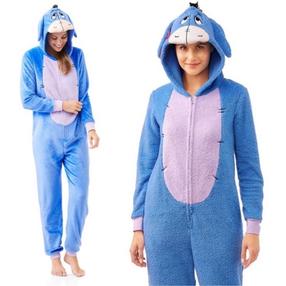 Disney Eeyore One Piece Sleepwear fleece Pajamas Costume Adult Size medium